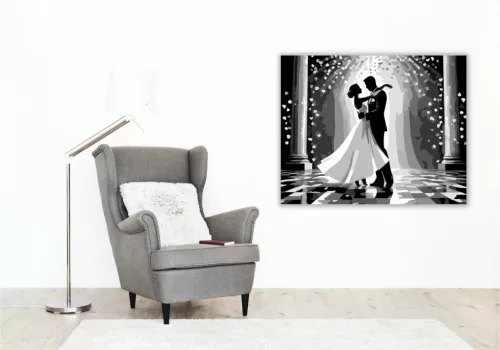 Esküvői Első Tánc Rózsaszirmokkal - számfestő készlet - Számfestő.hu - 40×50cm - Keret nélkül