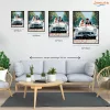 Frissen Házasodott Pár Vintage Autóban - számfestő készlet - Számfestő.hu - 40×50cm - Keretre feszítve