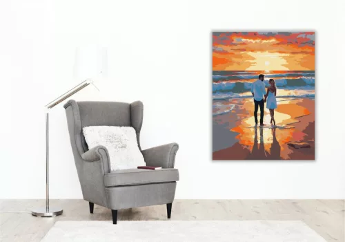 Naplementés Tengerparti Kérés - számfestő készlet - Számfestő.hu - 60×70cm - keret nélkül
