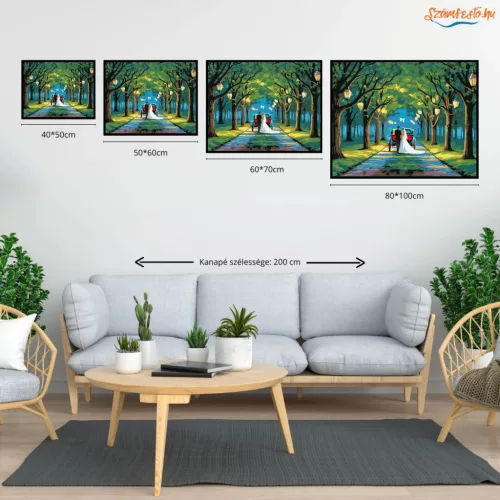 Esküvői Hintós Menet Az Erdős Úton - számfestő készlet - Számfestő.hu - 50×60cm - Keret nélkül
