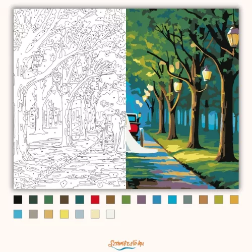 Esküvői Hintós Menet Az Erdős Úton - számfestő készlet - Számfestő.hu - 40×50cm - Keret nélkül