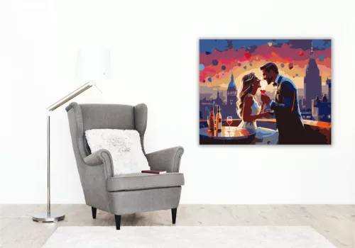 Romantikus Eljegyzés a Tetőtéri Étteremben - számfestő készlet - Számfestő.hu - 40×50cm - keret nélkül