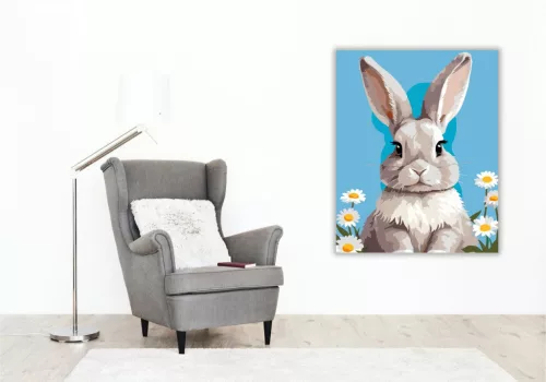 Szürke Nyuszi - számfestő készlet - Számfestő.hu - 80×100cm - keret nélkül