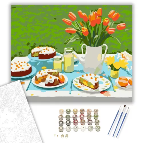 Húsvéti Brunch Asztal - számfestő készlet - Számfestő.hu - 60×70cm - keret nélkül