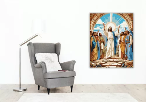 Jézus és a Tanítványok a Feltámadásnál - számfestő készlet - Számfestő.hu - 50×60cm - keret nélkül