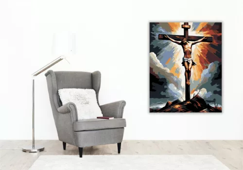 Krisztus Kereszten - számfestő készlet - Számfestő.hu - 80×100cm - keret nélkül
