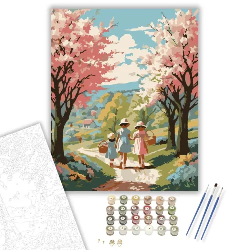 Húsvéti Tojásvadászat Virágzó Ligetben - számfestő készlet - Számfestő.hu - 40×50cm - keret nélkül