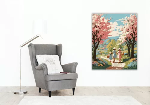 Húsvéti Tojásvadászat Virágzó Ligetben - számfestő készlet - Számfestő.hu - 40×50cm - keret nélkül