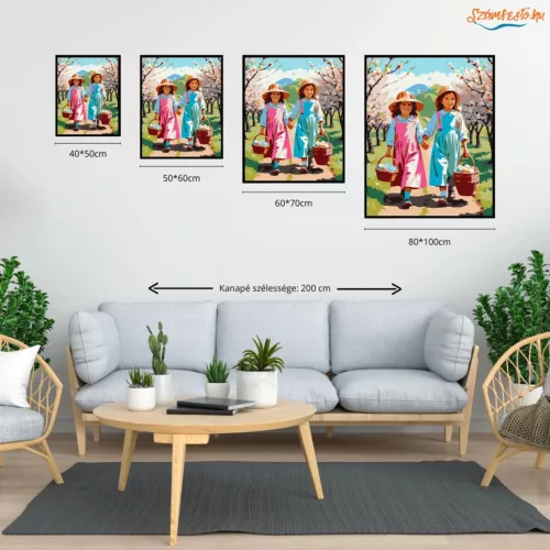 Gyermekek Húsvéti Kosarakkal - számfestő készlet - Számfestő.hu - 50×60cm - Keret nélkül