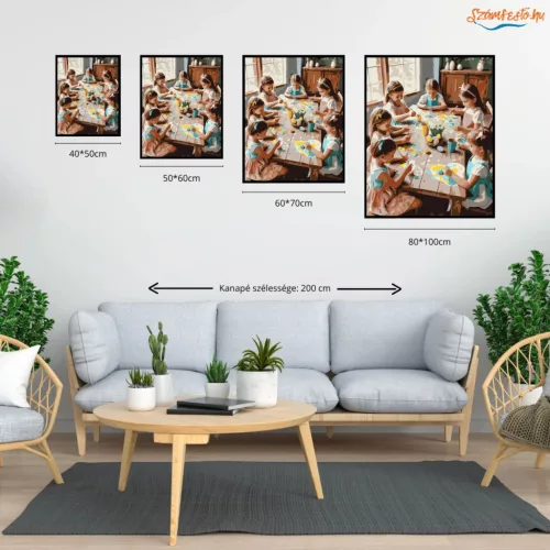Gyerekek Húsvéti Dekoráció Készítése - számfestő készlet - Számfestő.hu - 40×50cm - Keretre feszítve