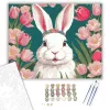 Virágkoszorús Nyuszi Tulipánok Között - számfestő készlet - Számfestő.hu - 40×50cm - keret nélkül