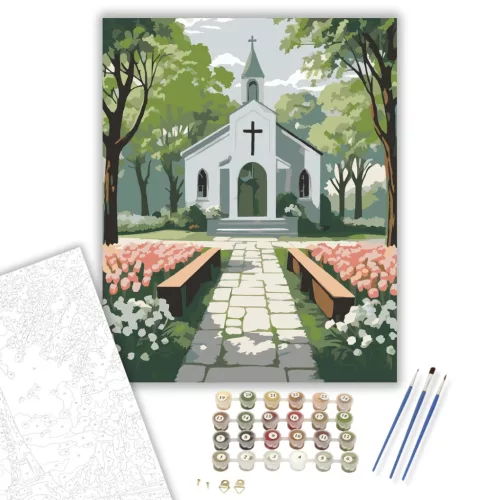 Húsvéti Templomkert - számfestő készlet - Számfestő.hu - 80×100cm - keret nélkül