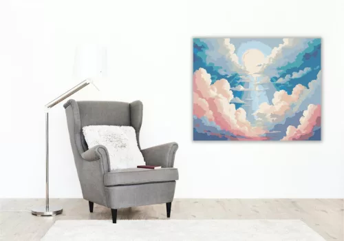 Felhőkön Átszűrődő Napfény - számfestő készlet - Számfestő.hu - 80×100cm - keret nélkül