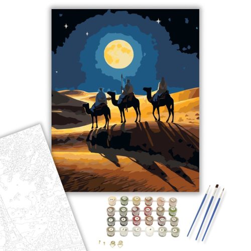 A Három Bölcs a Sivatagban - számfestő készlet - Számfestő.hu - 80×100cm - keret nélkül