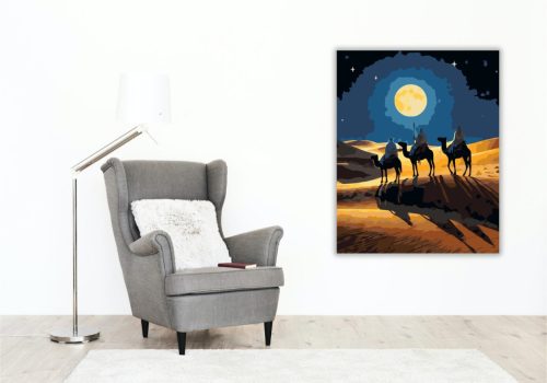 A Három Bölcs a Sivatagban - számfestő készlet - Számfestő.hu - 80×100cm - keret nélkül