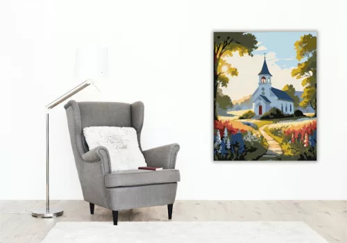 Napkelte a Vidéki Kápolnánál - számfestő készlet - Számfestő.hu - 40×50cm - keretre feszítve
