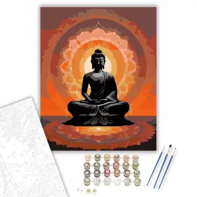 Meditáló Buddha Mandalával - számfestő készlet - Számfestő.hu - 40×50cm - keret nélkül