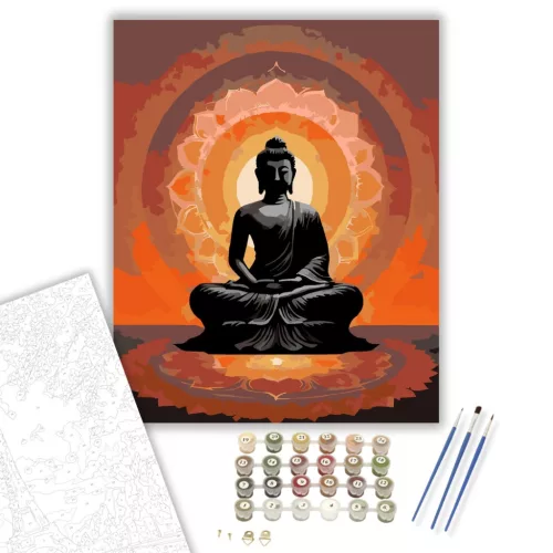 Meditáló Buddha Mandalával - számfestő készlet - Számfestő.hu - 40×50cm - keret nélkül