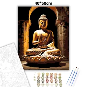 Arany Buddha Barlangtemplomban - számfestő készlet - Számfestő.hu - 40×50cm - Keret nélkül