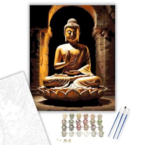 Arany Buddha Barlangtemplomban - számfestő készlet - Számfestő.hu - 60×70cm - keret nélkül