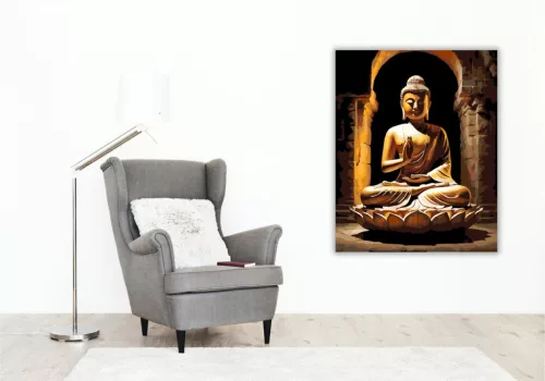 Arany Buddha Barlangtemplomban - számfestő készlet - Számfestő.hu - 60×70cm - keret nélkül