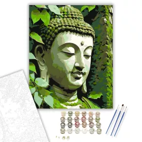 Buddha Arca Erdő Harmóniájában - számfestő készlet - Számfestő.hu - 40×50cm - keret nélkül