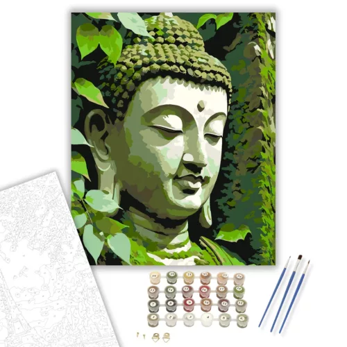 Buddha Arca Erdő Harmóniájában - számfestő készlet - Számfestő.hu - 40×50cm - keret nélkül