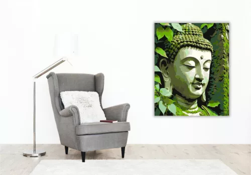 Buddha Arca Erdő Harmóniájában - számfestő készlet - Számfestő.hu - 50×60cm - keret nélkül