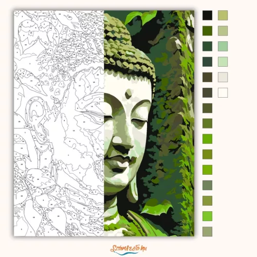 Buddha Arca Erdő Harmóniájában - számfestő készlet - Számfestő.hu - 40×50cm - Keret nélkül