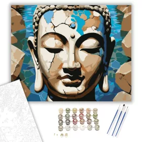 Ősi Buddha Arca Víz Tükrében - számfestő készlet - Számfestő.hu - 40×50cm - keret nélkül
