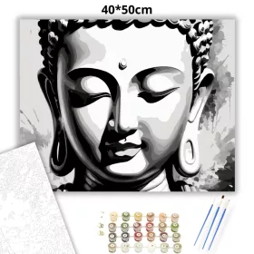 Buddha Arc Nyugalomban - számfestő készlet - Számfestő.hu - 40×50cm - Keret nélkül