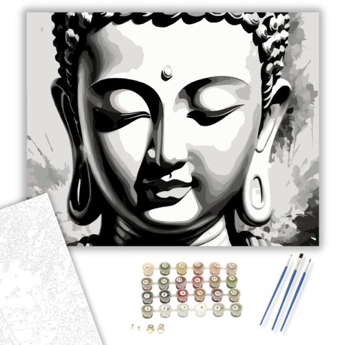 Buddha Arc Nyugalomban - számfestő készlet - Számfestő.hu - 40×50cm - keretre feszítve