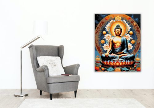 Buddha és Lótuszok Kozmikus Fényben - számfestő készlet - Számfestő.hu - 40×50cm - keretre feszítve