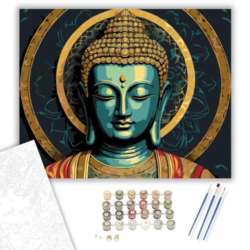 Modern Buddha Mandalával - számfestő készlet - Számfestő.hu - 40×50cm - keret nélkül
