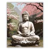 Buddha Cseresznyevirágok Kertjében - számfestő készlet - Számfestő.hu - 40×50cm - Keret nélkül