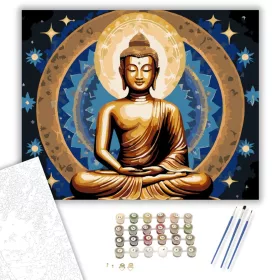 Arany Buddha Kozmikus Háttérrel - számfestő készlet - Számfestő.hu - 40×50cm - keret nélkül