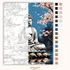 Buddha Cseresznyevirágok Kertjében - számfestő készlet - Számfestő.hu - 60×70cm - Keret nélkül