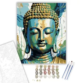 Buddha Arca Absztrakt Színekben - számfestő készlet - Számfestő.hu - 40×50cm - keret nélkül