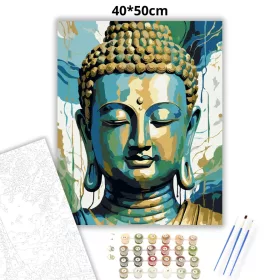 Buddha Arca Absztrakt Színekben - számfestő készlet - Számfestő.hu - 40×50cm - Keret nélkül