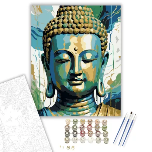 Buddha Arca Absztrakt Színekben - számfestő készlet - Számfestő.hu - 50×60cm - keret nélkül