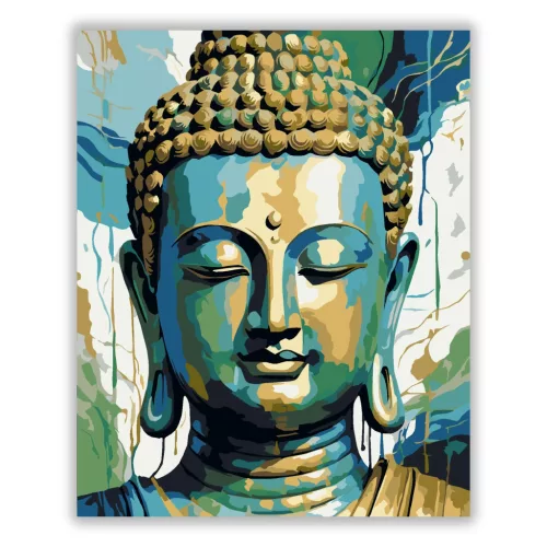 Buddha Arca Absztrakt Színekben - számfestő készlet - Számfestő.hu - 40×50cm - Keret nélkül