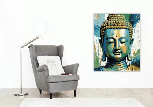 Buddha Arca Absztrakt Színekben - számfestő készlet - Számfestő.hu - 40×50cm - Keret nélkül