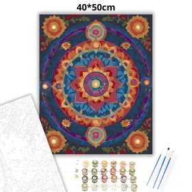 Chakra Harmónia Mandala - számfestő készlet - Számfestő.hu - 40×50cm - Keret nélkül