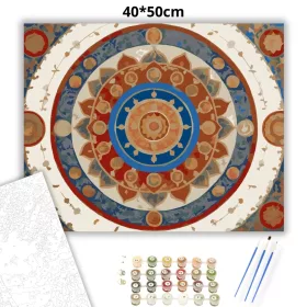 Buddhista Szimbólumok Mandala - számfestő készlet - Számfestő.hu - 40×50cm - Keret nélkül