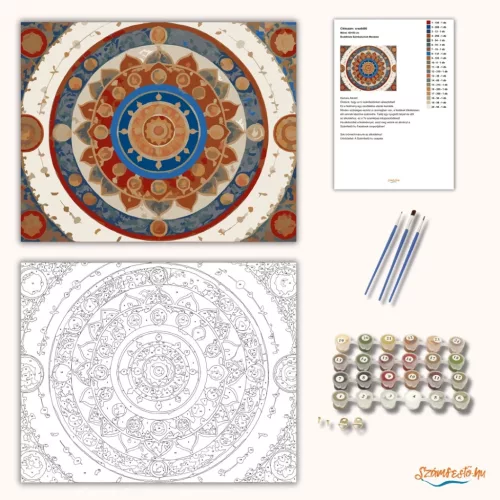 Buddhista Szimbólumok Mandala - számfestő készlet - Számfestő.hu - 40×50cm - Keret nélkül