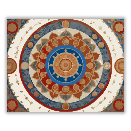 Buddhista Szimbólumok Mandala - számfestő készlet - Számfestő.hu - 40×50cm - Keret nélkül
