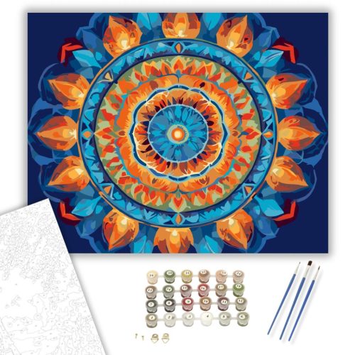 Ragyogó Többrétegű Mandala - számfestő készlet - Számfestő.hu - 50×60cm - keretre feszítve