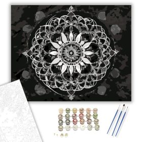 Fehér Mandala Kőhatással - számfestő készlet - Számfestő.hu - 40×50cm - keret nélkül