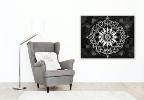 Fehér Mandala Kőhatással - számfestő készlet - Számfestő.hu - 40×50cm - keret nélkül