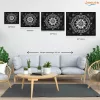 Fehér Mandala Kőhatással - számfestő készlet - Számfestő.hu - 40×50cm - Keret nélkül